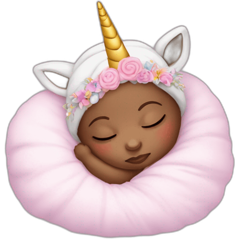 Sleeping Newborn with unicorn headband emoji