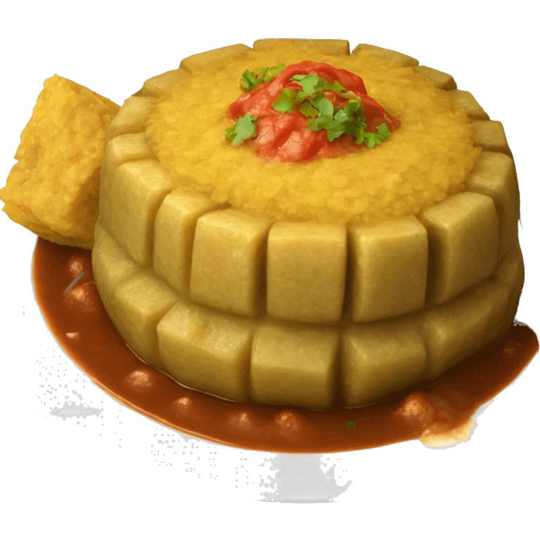 Puerto Rican dish “mofongo” which is smashed plantains molded into a ball with sauce on top emoji