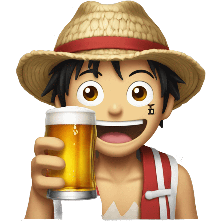 Luffy avec une bière emoji