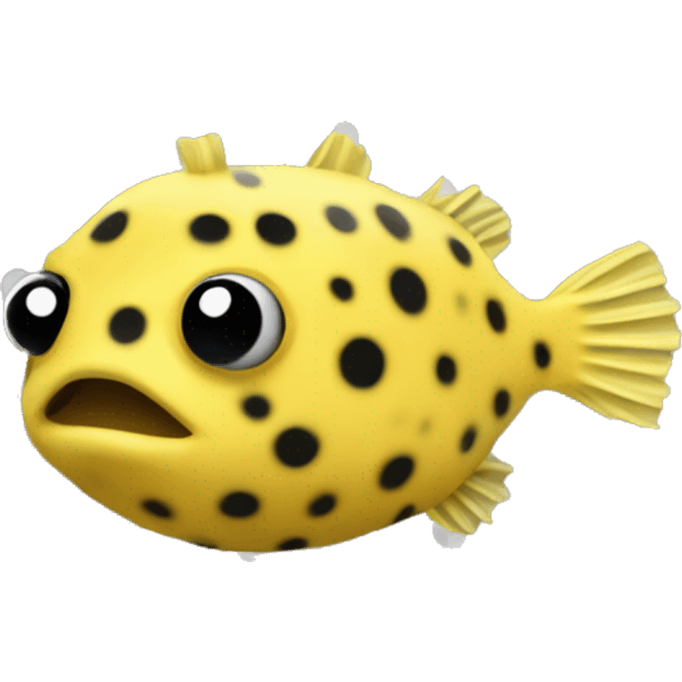 Tiny puffer fish yellow with black spots emoji