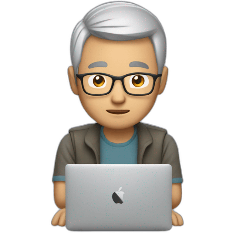 Aged 48 Asian Guy coding on the macbook emoji