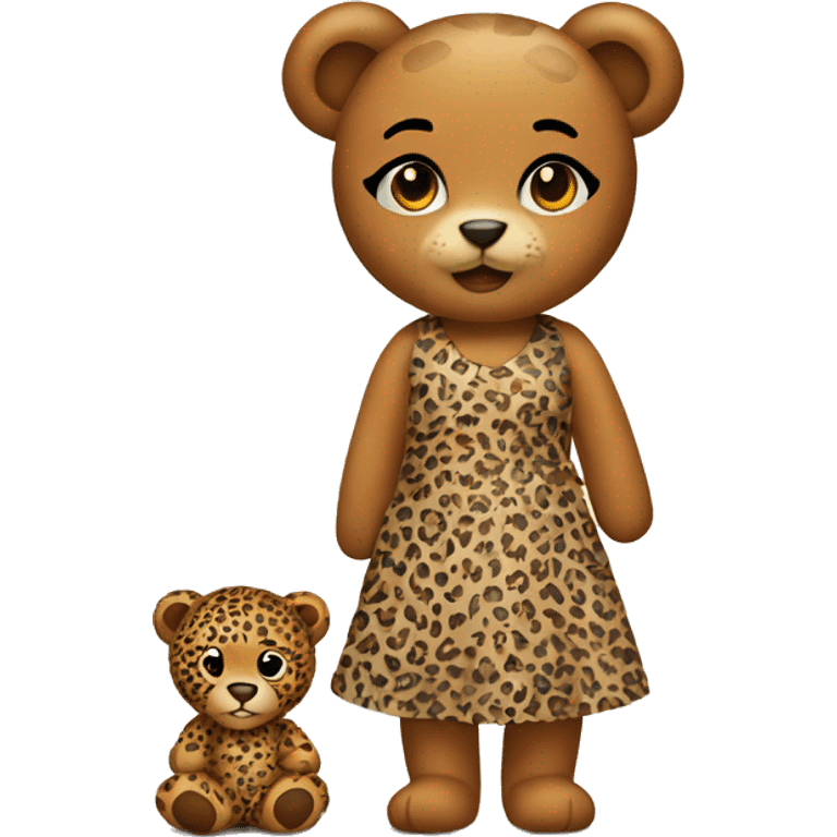 Teddy with Leoprint dress emoji