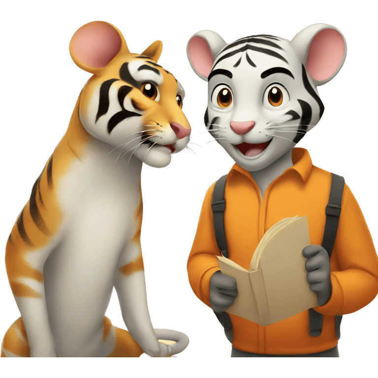 Mouse and Tiger learning together  emoji