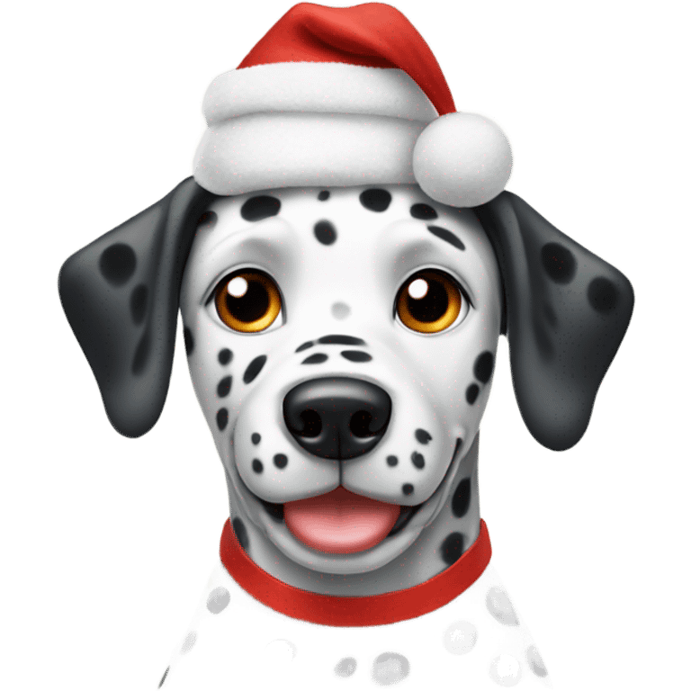 Dalmatian with Christmas hat emoji