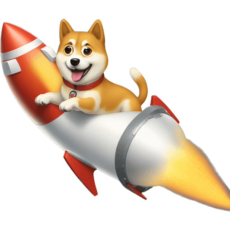 Doge riding a rocket drawn more cartoonishly facing right emoji