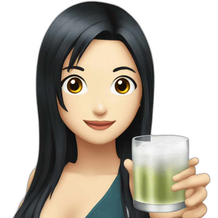 Nico Robin with sake emoji