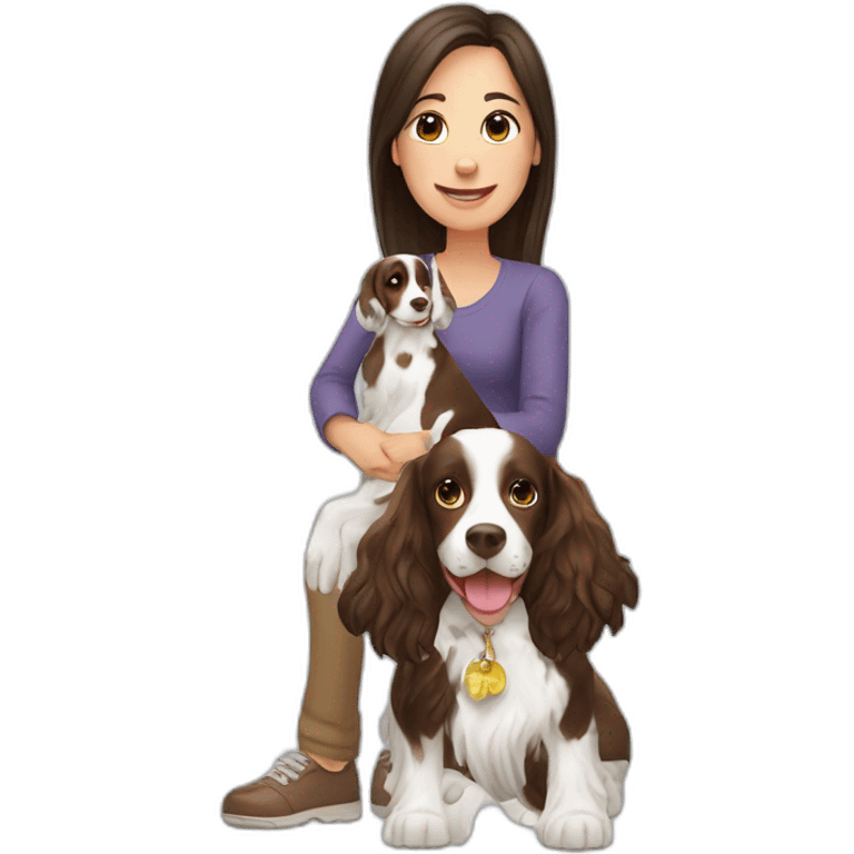 Springer spaniel with owner mom and dad emoji