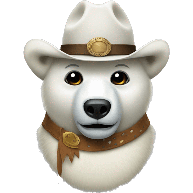 full body of a polar bear with a cowboy hat and masquerade mask emoji