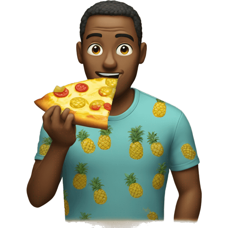 Man eating pineapple on pizza emoji