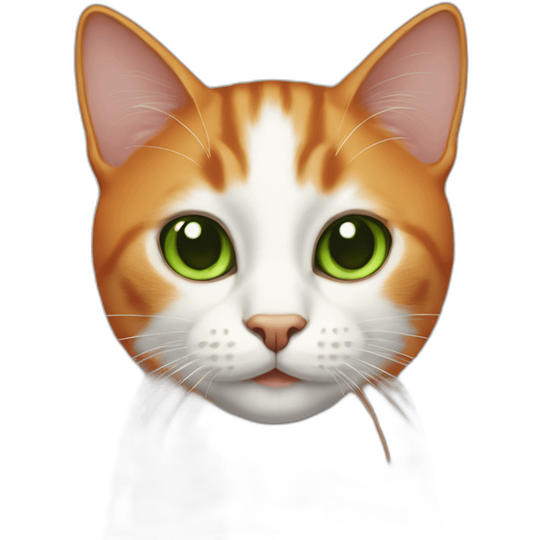 cat with white nose, green eyes and orange ears emoji