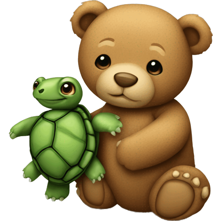 Teddy bear holding turtle emoji