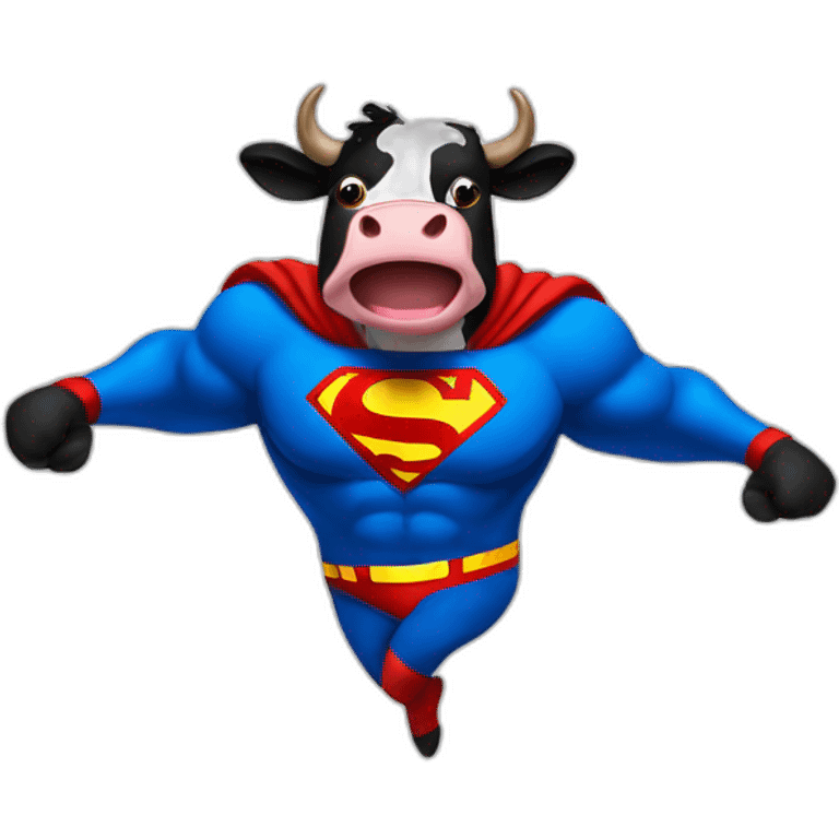 Mad cow dancing with superman suit emoji