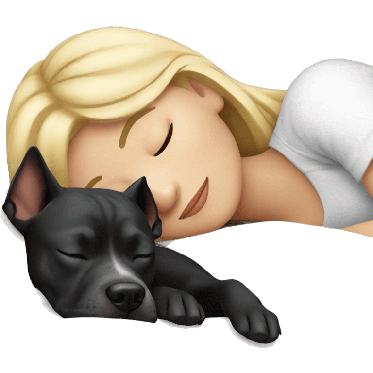 Blonde Girl sleeping with a black pitbull  emoji