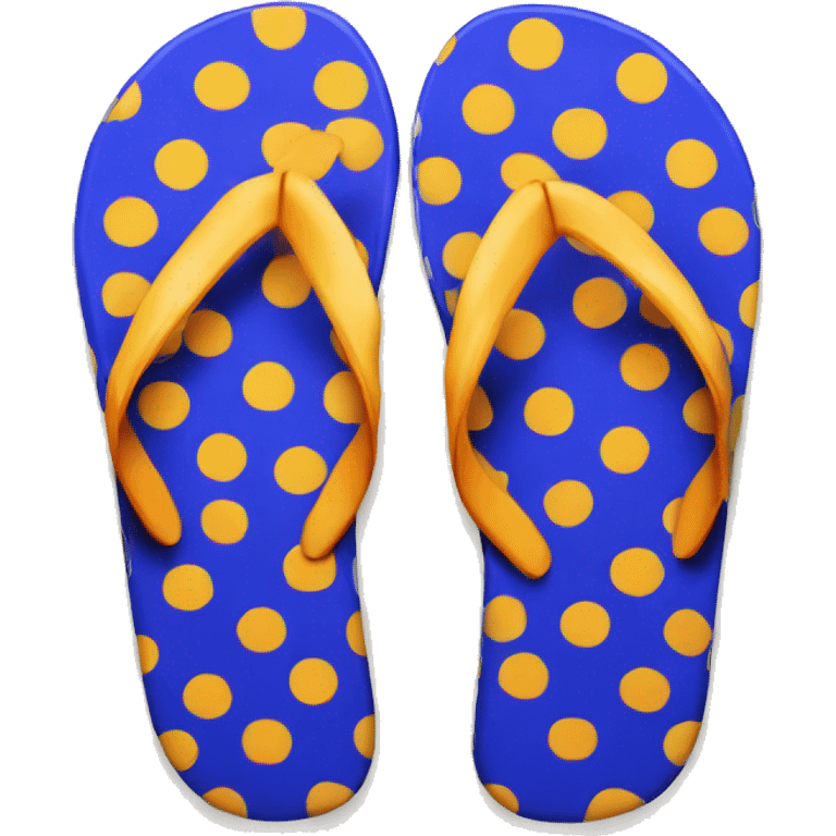 Realistic pair of polka dot summer flip flops isolated. emoji