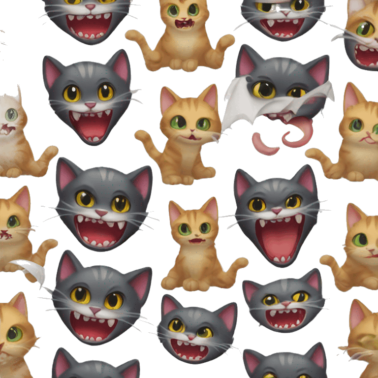 Cat with sharp fangs and vampire wings emoji