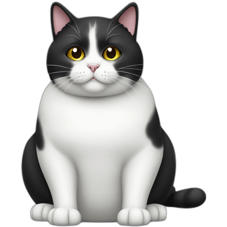 Obese black and white cat with white socks emoji