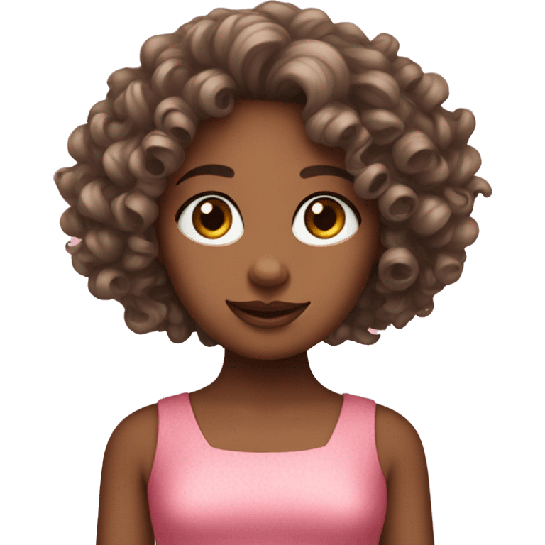 curly girl whith pink dress emoji