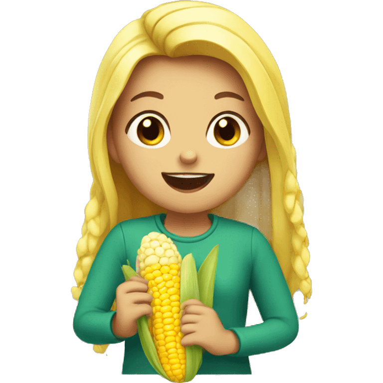 Girl eating corn emoji