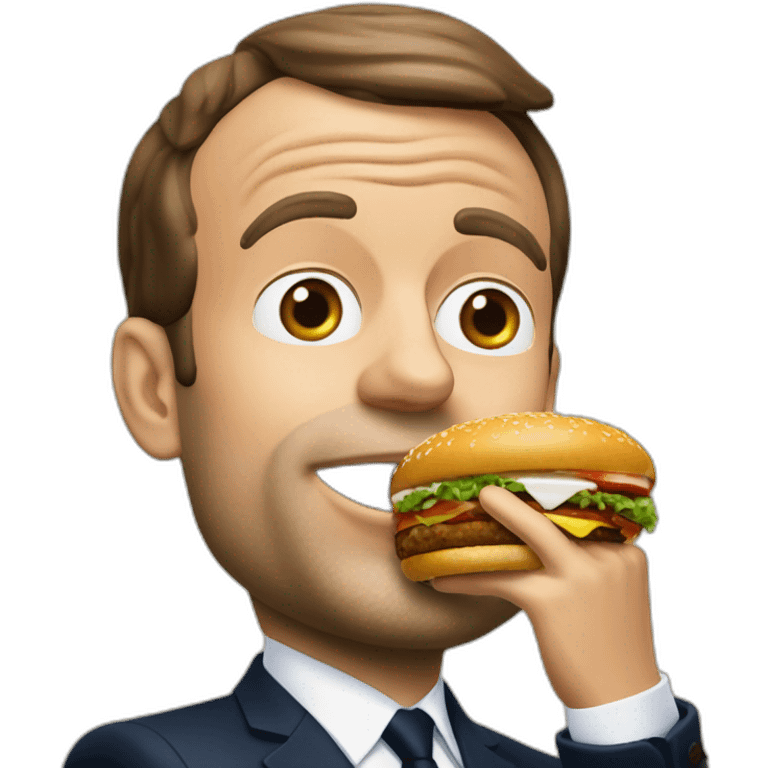 emmanuel macron qui mange des burger emoji