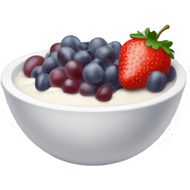 fruit yogurt bowl with strawberries and grapes emoji