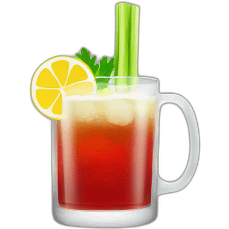 red cocktail with celery and lemon in a mug of beer emoji