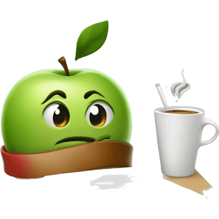 Apple drinking coffee and writing code emoji