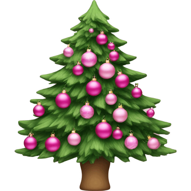 Christmas tree with multiple sized pink ornaments emoji