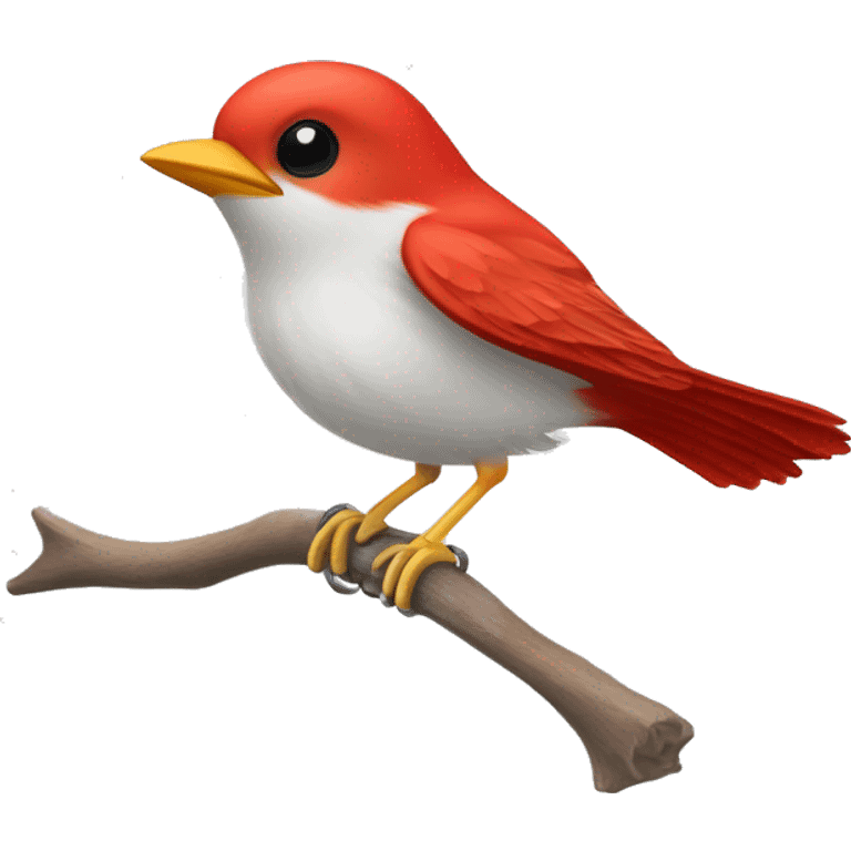 red male flycatcher bird flying in the air with white accent feathres emoji