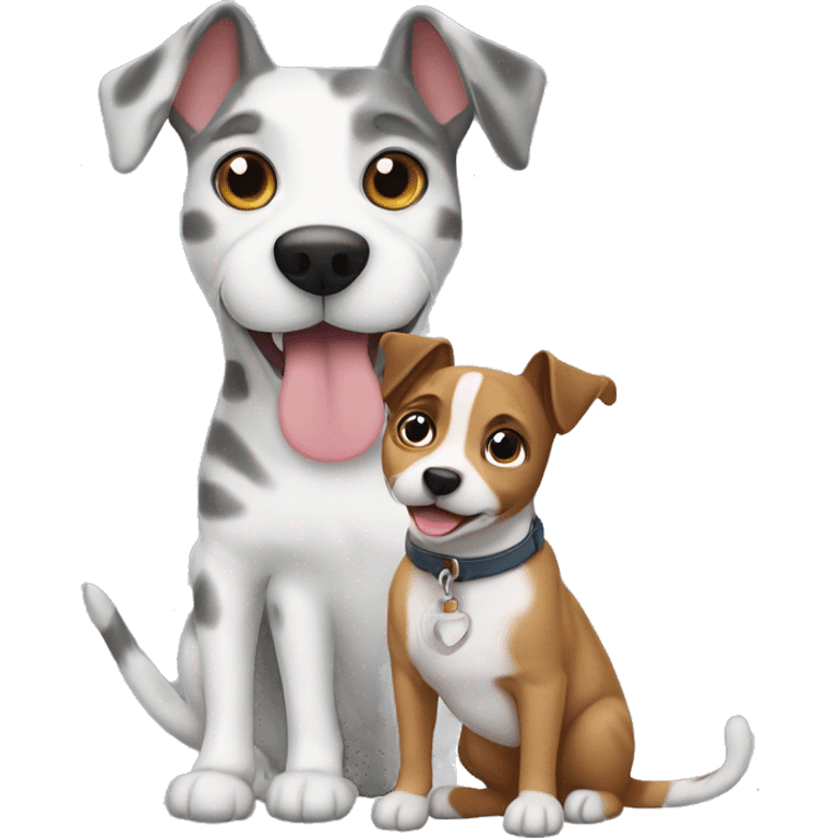 gray tabby cat and jack russell dog emoji