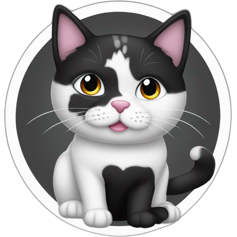 gato preto e branco com fone de ouvido emoji