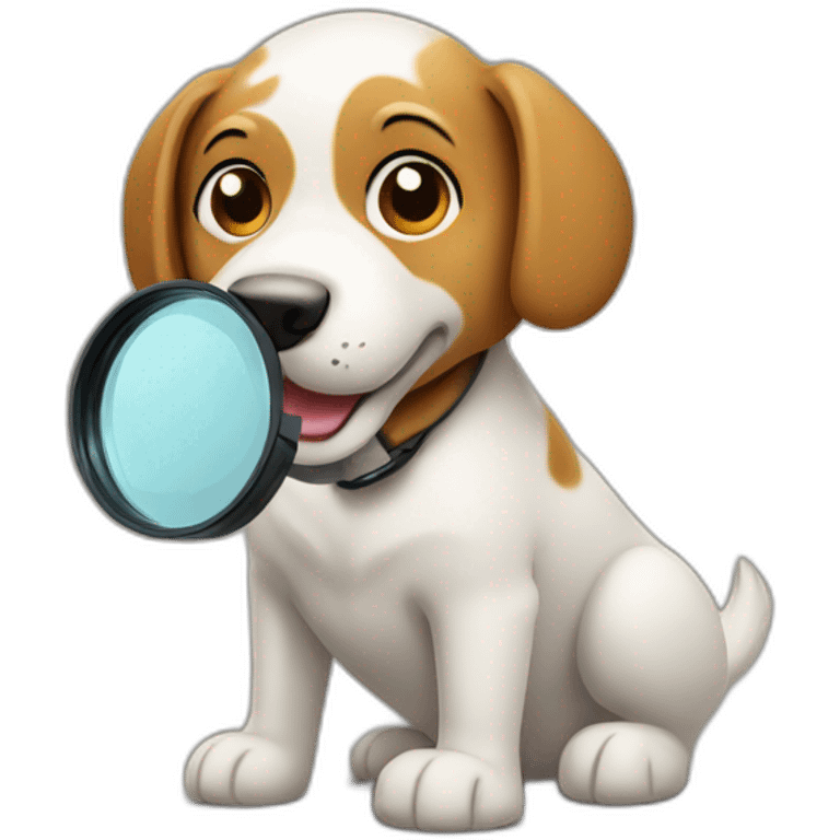 dog searching with a magnifier glass emoji