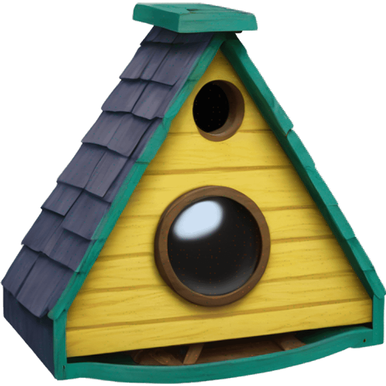 Susan’s Painted wooden flattened UFO alien spaceship shaped birdhouse —no emoji  emoji