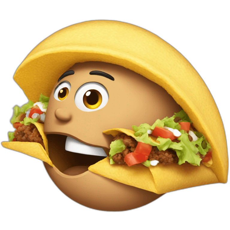 man eating a big taco with his mouth wide open emoji