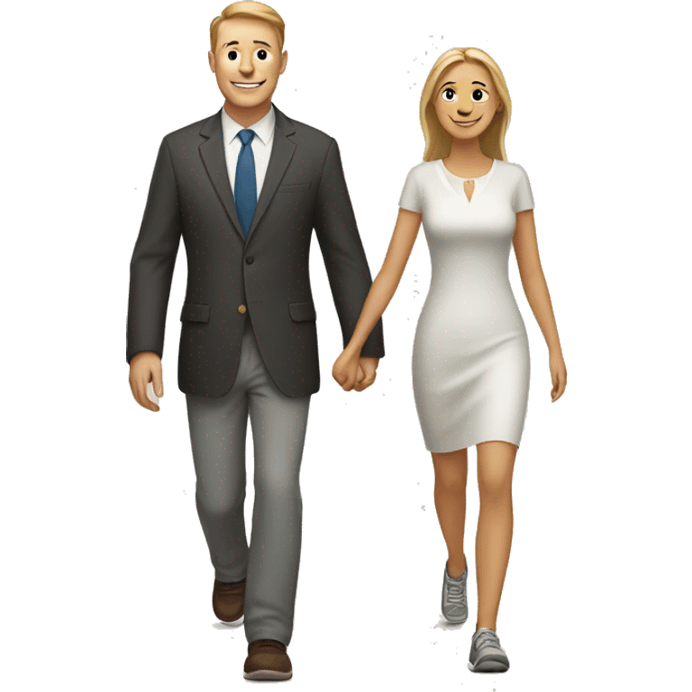 white man with woman happy walking together emoji