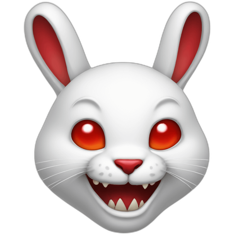 evil white rabbit with sharp fangs with red around mouth emoji