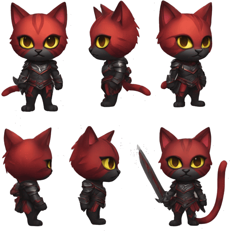 Edgy cool anthro black red cat warrior emoji