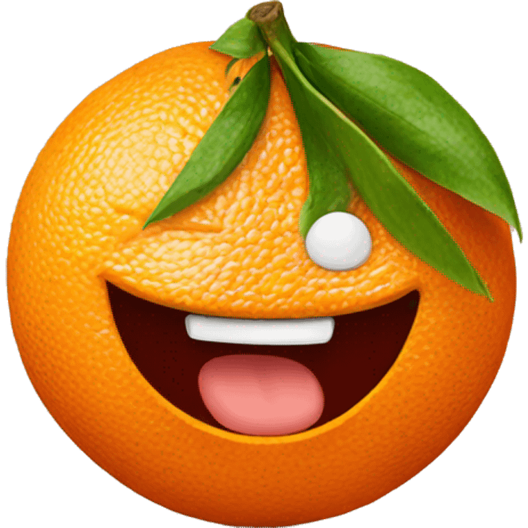 Tangerine with a happy face  emoji