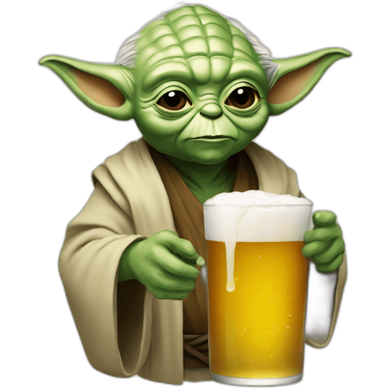 Yoda drink the beer emoji