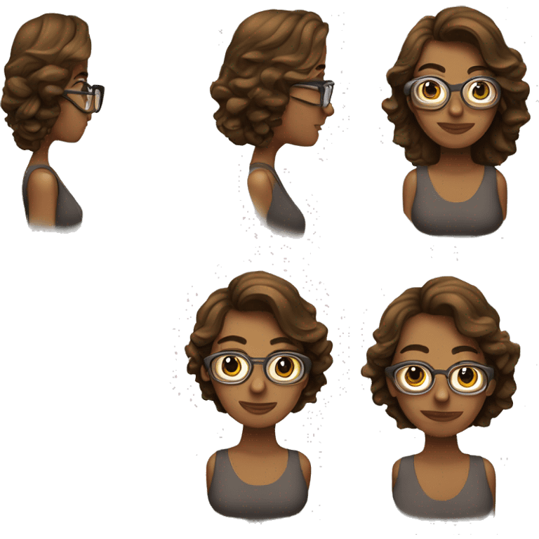 Mujer 22 años pelo ondulado castaño oscuro con gafas ,pestañas voluminosas  emoji