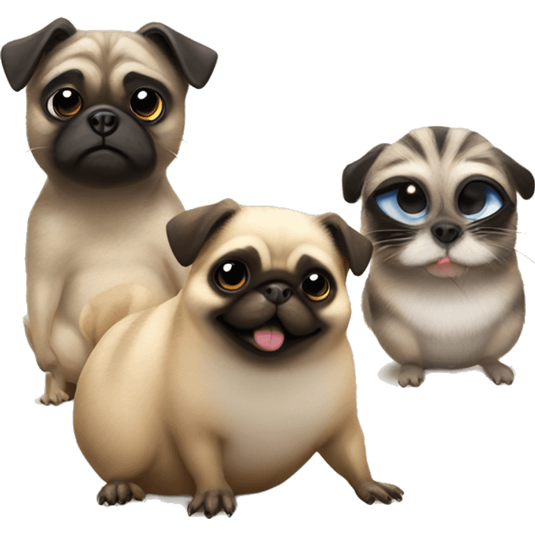 racoon hamster pug and cricket hanging out emoji