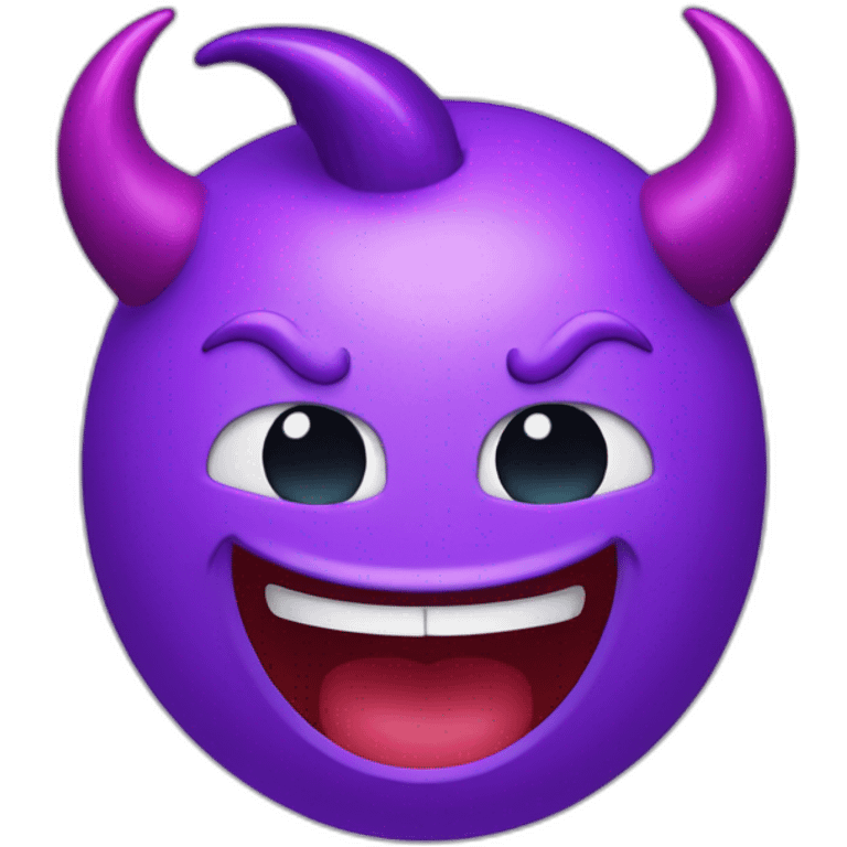 Cute giggle laugh with purple devil horns  emoji