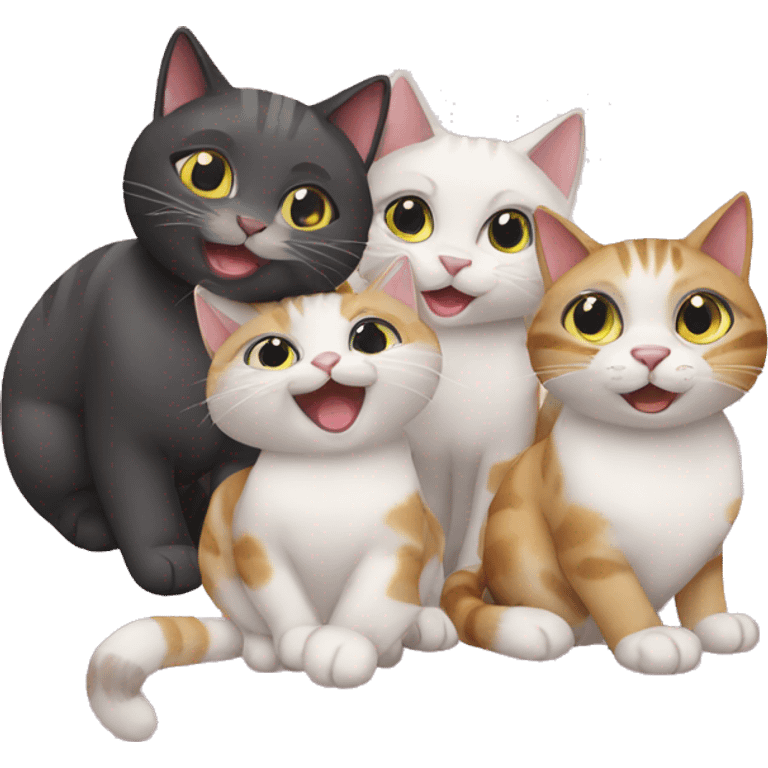 four cats having a party emoji