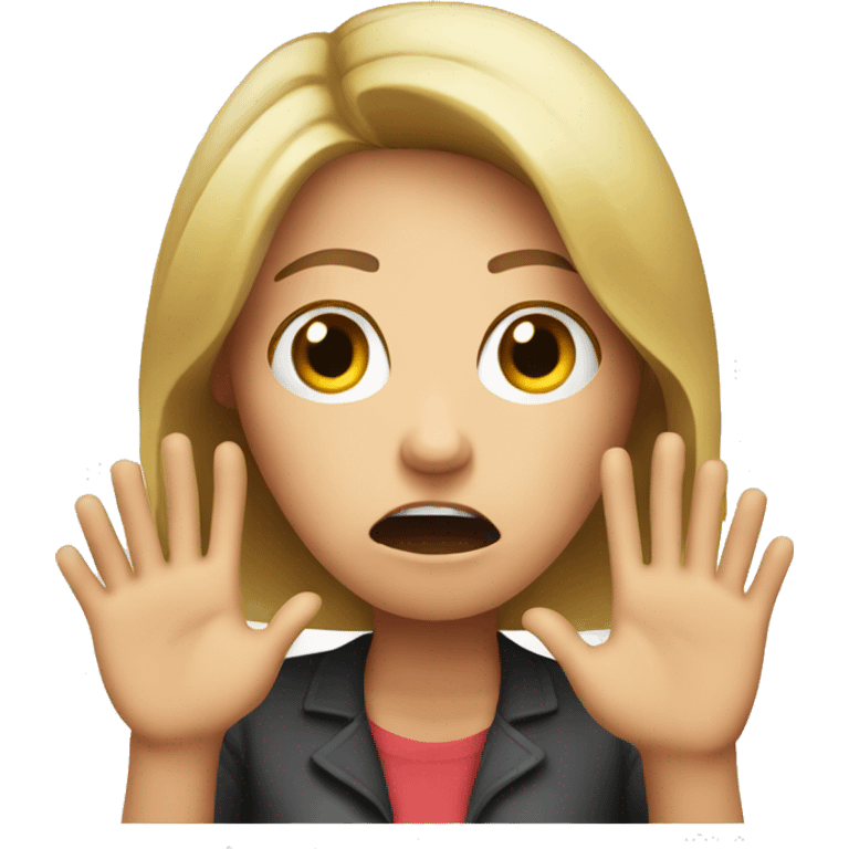 Female shocked face with hand saying stop  emoji