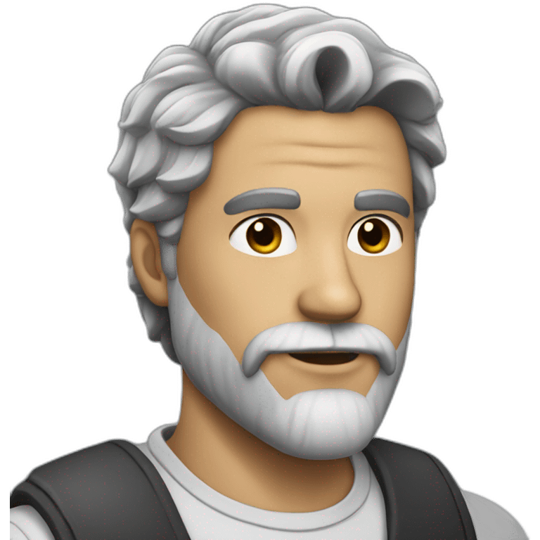 Handsome man with black and grey hair and beard emoji