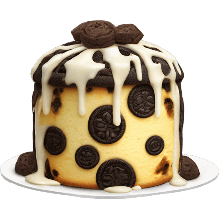 Oreo panettone, white chocolate drip emoji