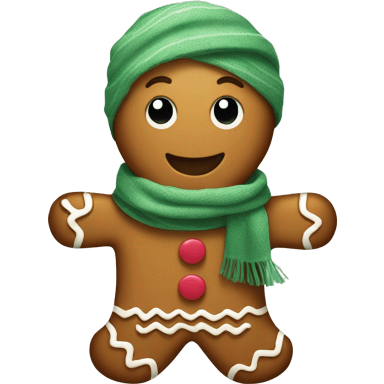 Gingerbread man wearing a scarf  emoji