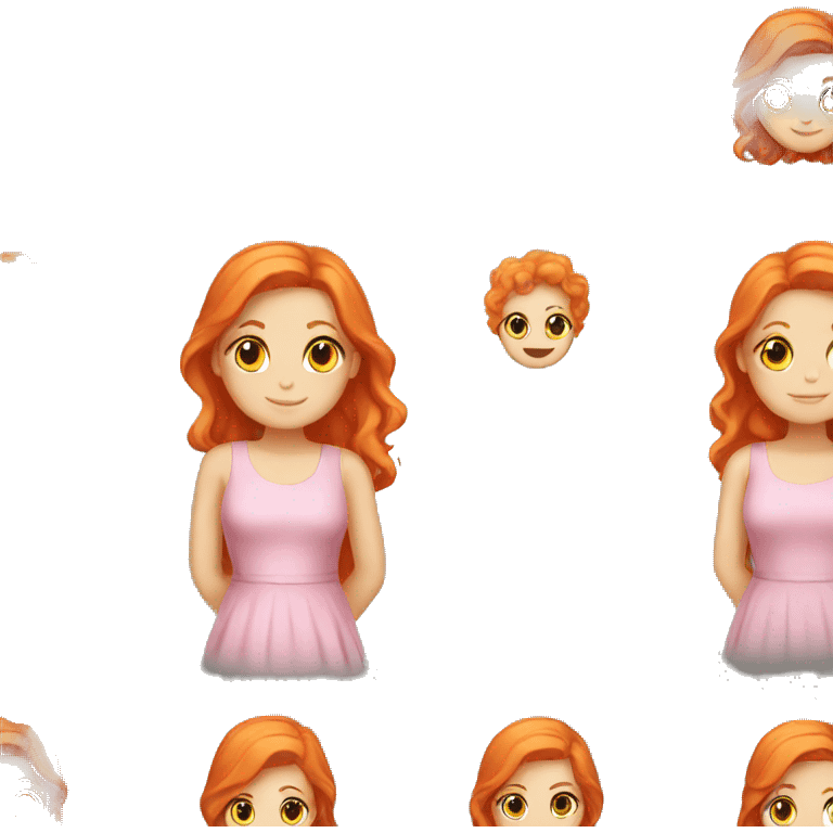 pink dress, white girl with orange hair emoji