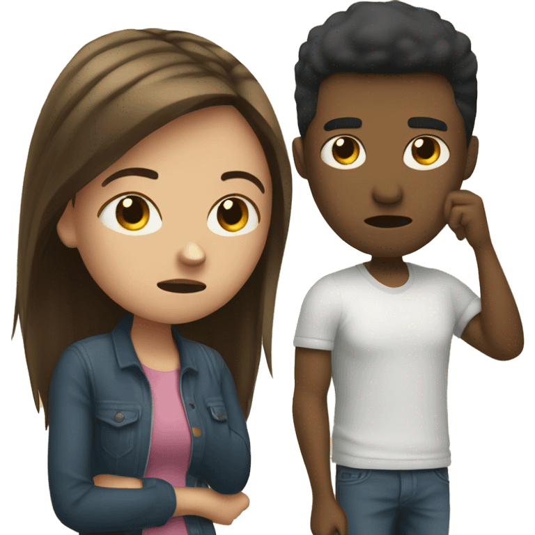 girl annoyed next to boyfriend on his phone emoji