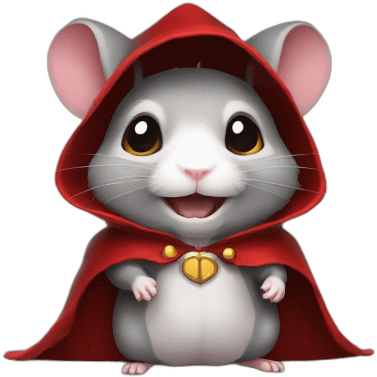 Hamster with fangs wearing a cape vampire emoji