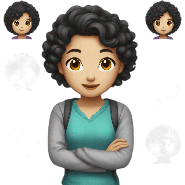 Curly asian girl emoji